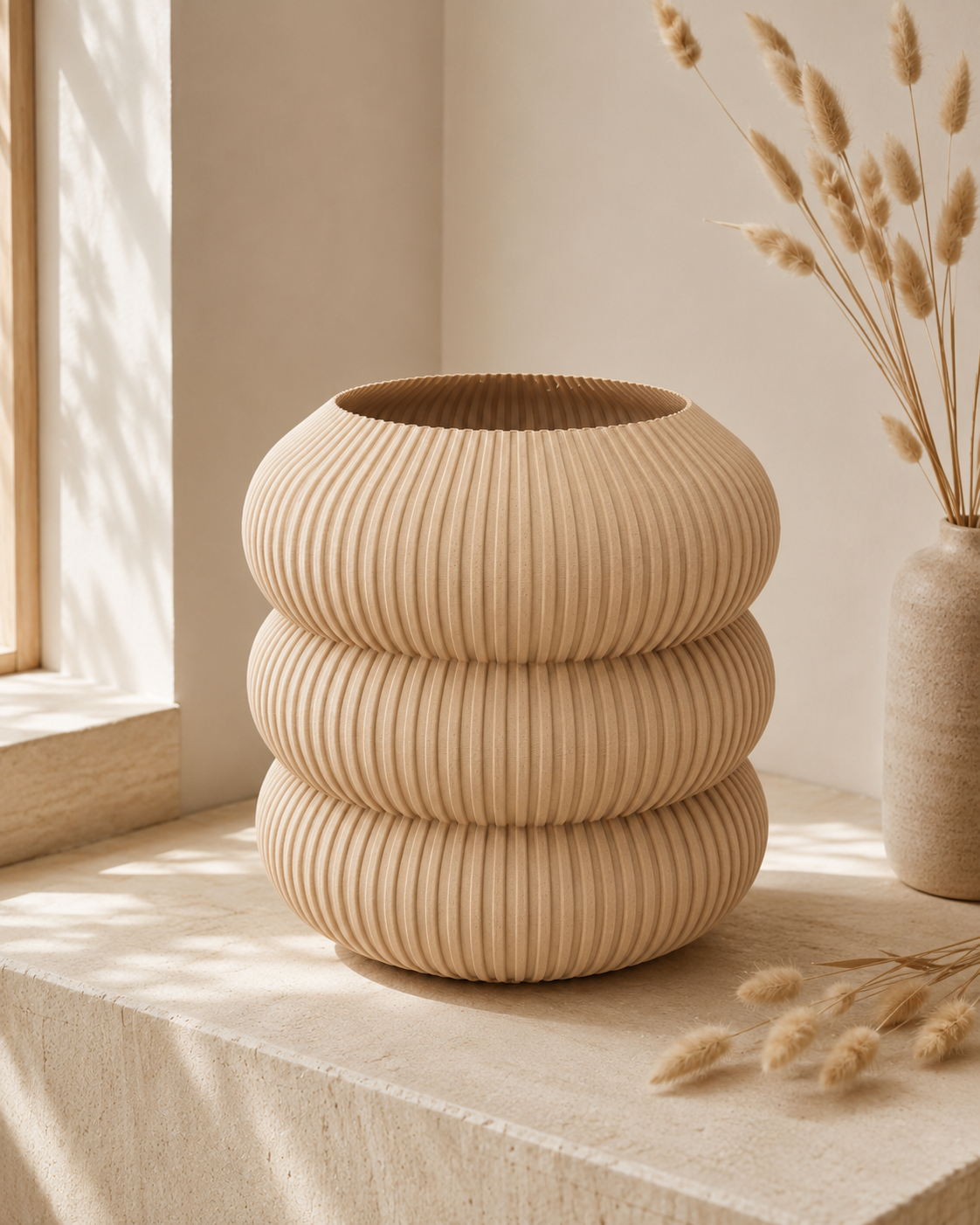 Vase 002 | Sculptural Ribbed Statement Vase | 3D Printed in the UK