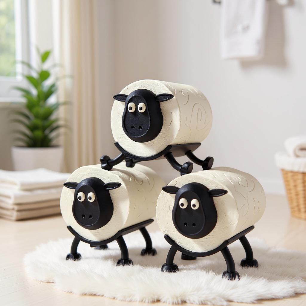 Sheep Toilet Roll Holder – Funny 3D Printed Bathroom Décor | Made in UK | Individual or Set of 3