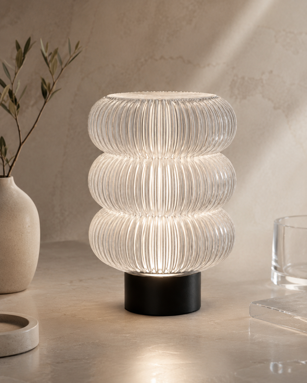 Lamp 019 | Sculptural Ribbed Table Lamp | Triformia