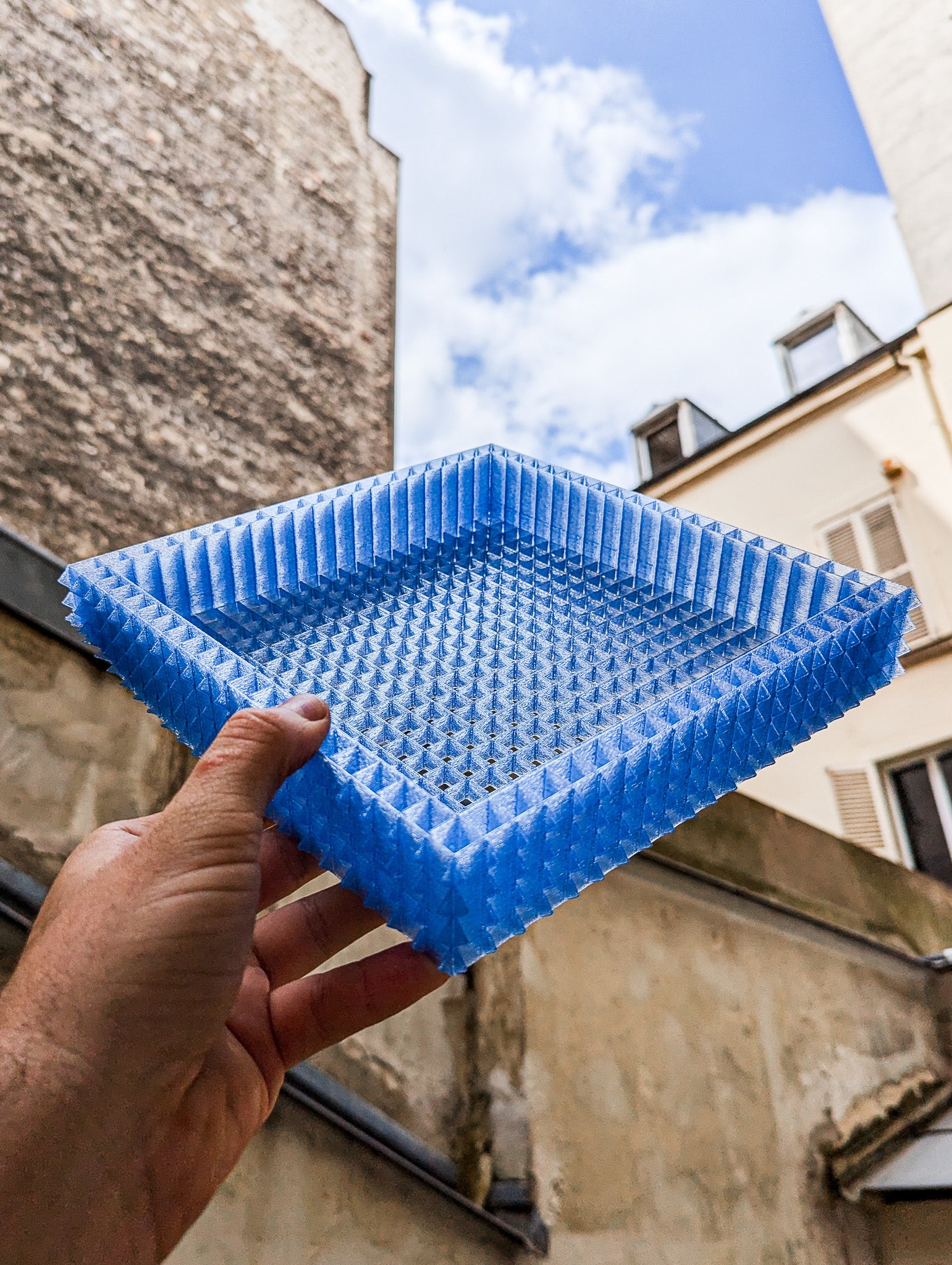 Prism | Geometric 3D Printed Tray in Silk Candy Blue PLA