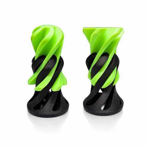 Two glow-in-the-dark green spiral cone fidget toys by Triformia