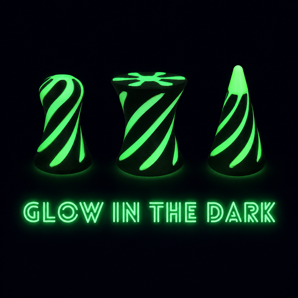 3D printed spiral cone sensory desk toy in glow green