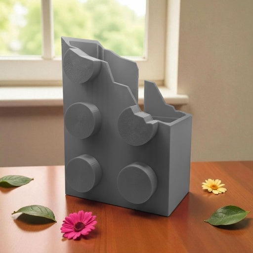 Triformia PlantBloq Grey Brick Style Planter - 3D Printed in the UK
