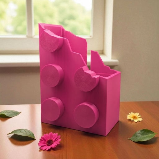 Triformia PlantBloq Pink Brick Style Planter - 3D Printed in the UK