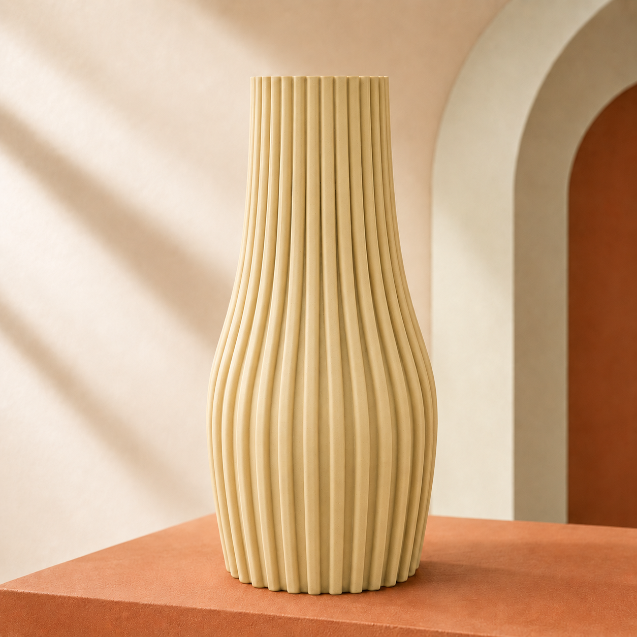 Flower Vase 3D Printed | Ribbed Fluted Bottle Jar | Triformia UK Made