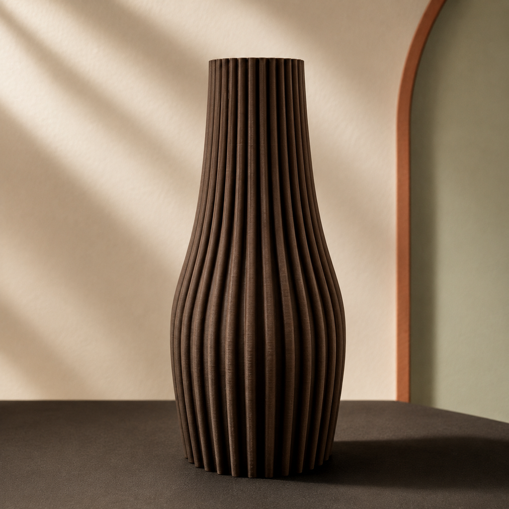 Flower Vase 3D Printed | Ribbed Fluted Bottle Jar | Triformia UK Made