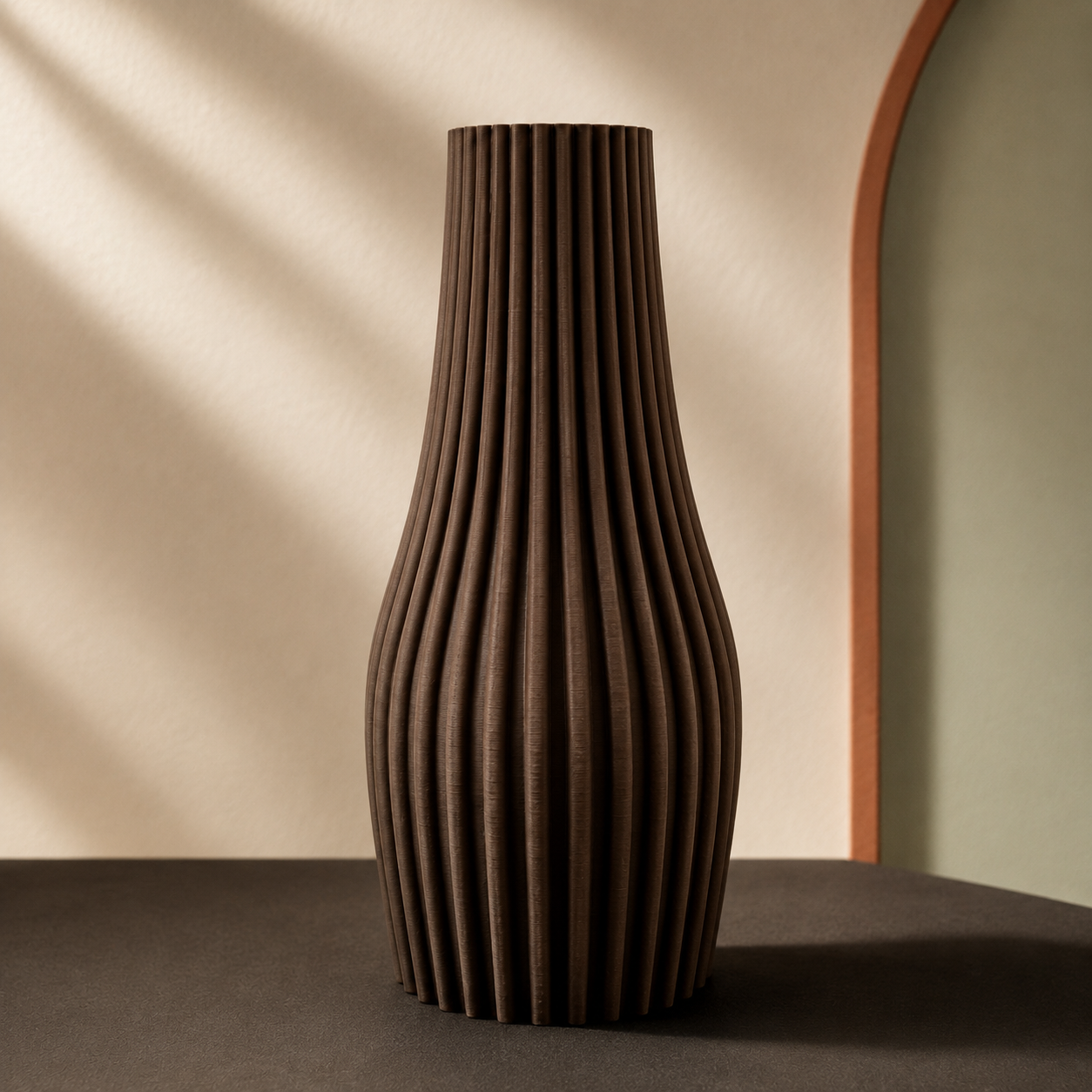Flower Vase 3D Printed | Ribbed Fluted Bottle Jar | Triformia UK Made
