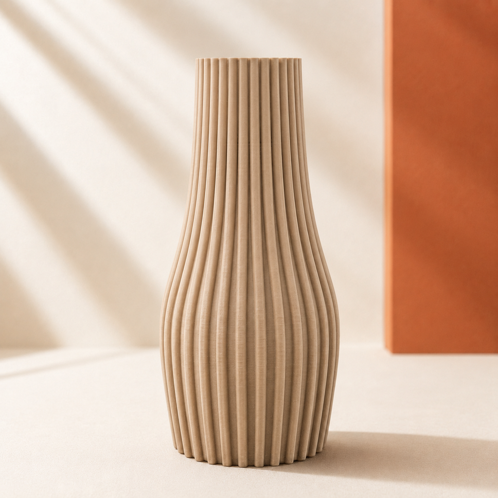 Flower Vase 3D Printed | Ribbed Fluted Bottle Jar | Triformia UK Made