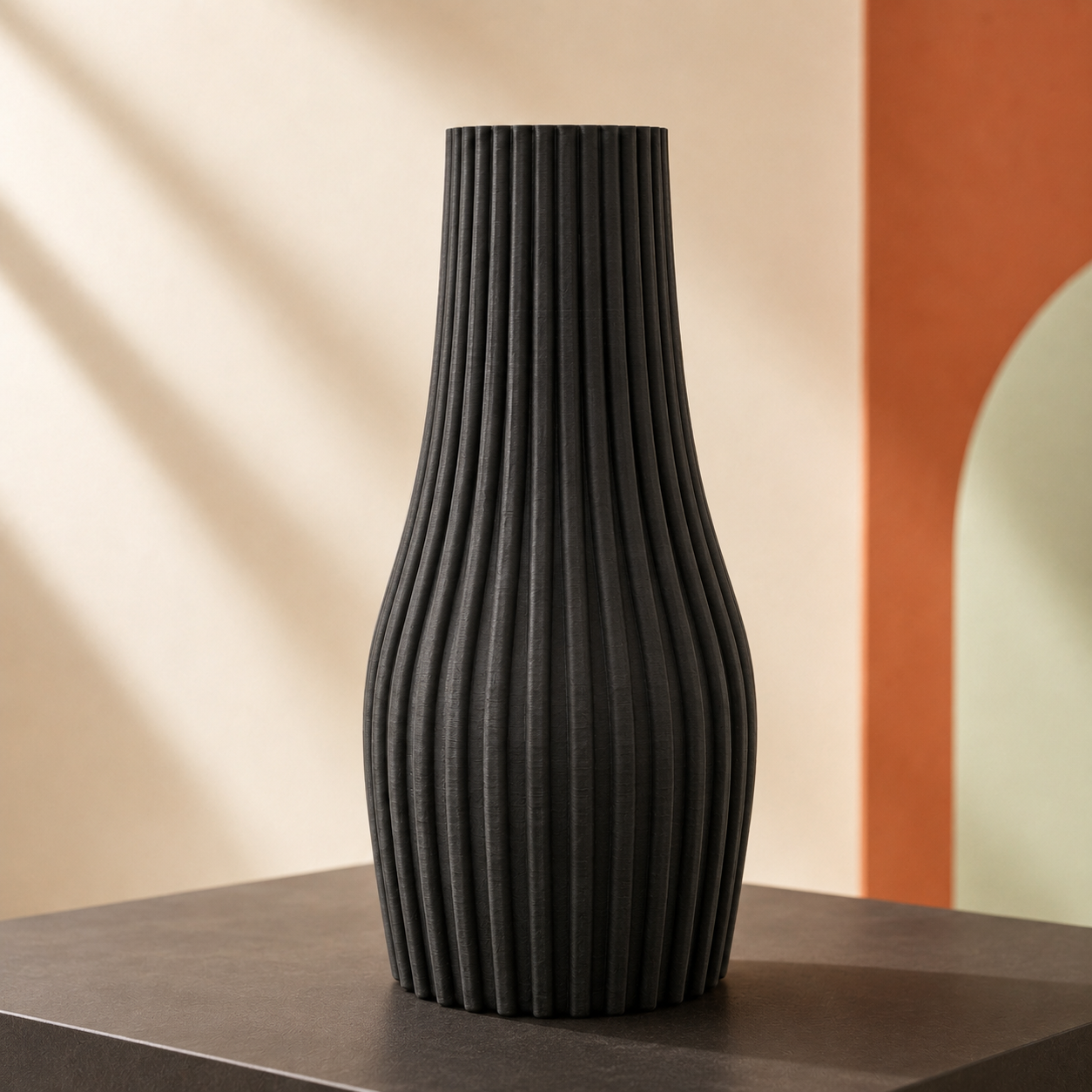 Flower Vase 3D Printed | Ribbed Fluted Bottle Jar | Triformia UK Made