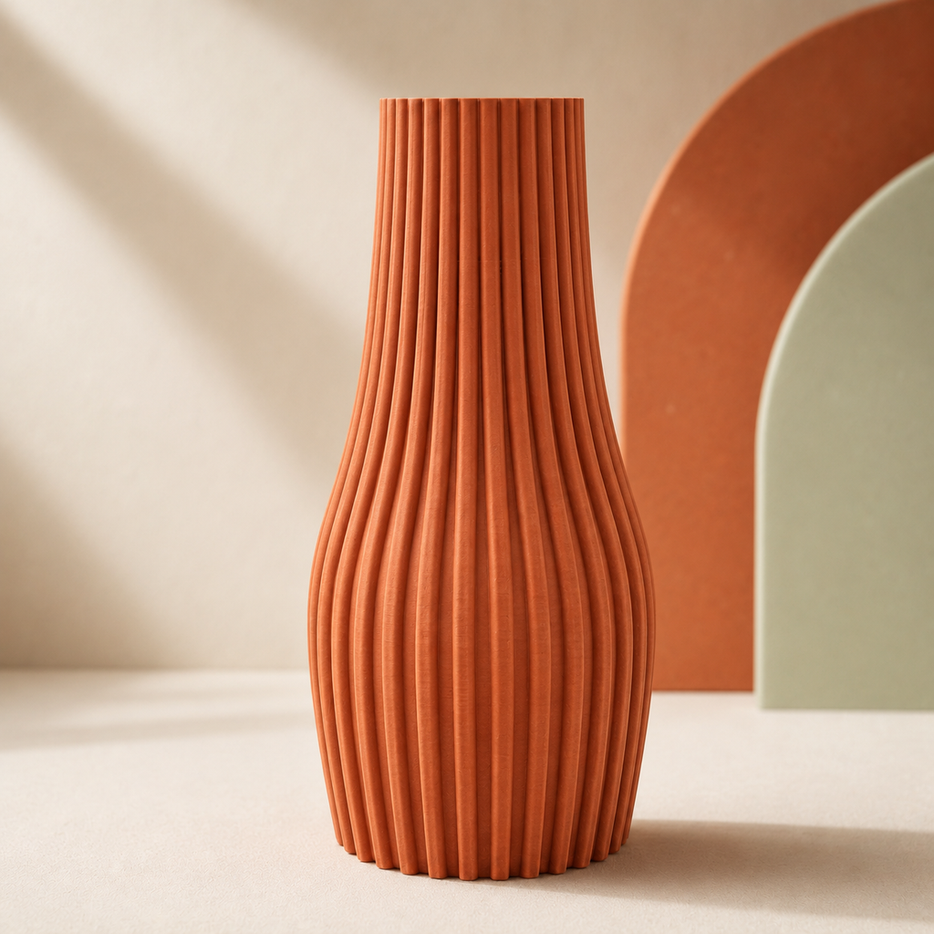 Flower Vase 3D Printed | Ribbed Fluted Bottle Jar | Triformia UK Made